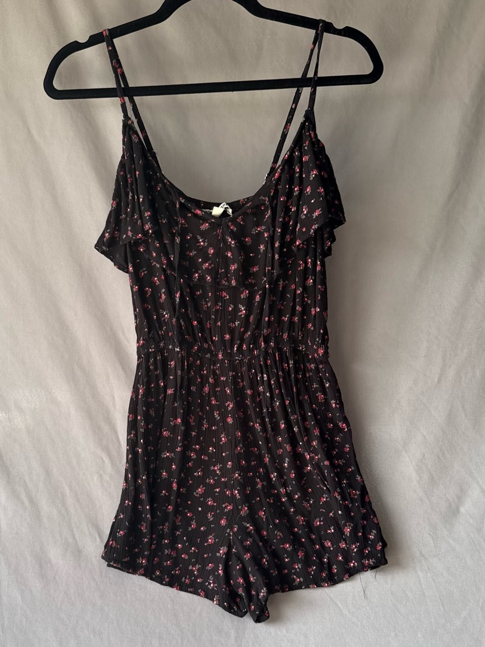 Moral Fiber Black Floral Romper S | Y2K 90s Grunge